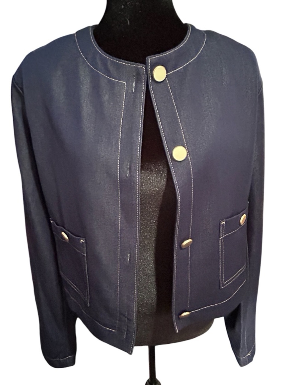 Galita Fashion Medium Dark Wash Denim Lightweight Suit Jacket NWOT